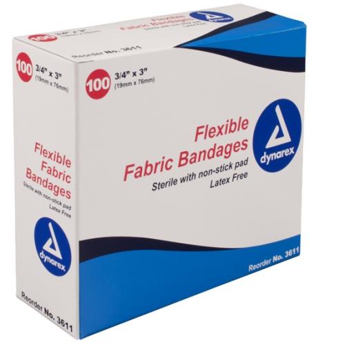 BANDAIDS FABRIC 3/4"X3" 100/BX