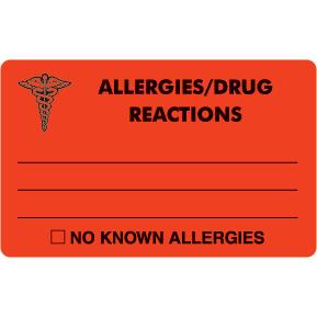 LABELS ALLERGIES ALERT RED